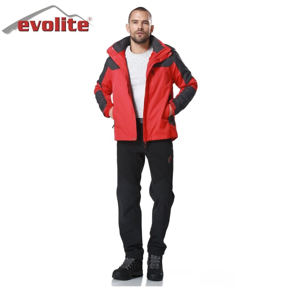 Evolite Diva Erkek 3in1 Gri/Kırmızı Mont